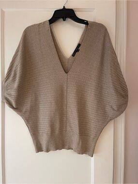 White House Black Market Taupe V-Neck Dolman Sweater